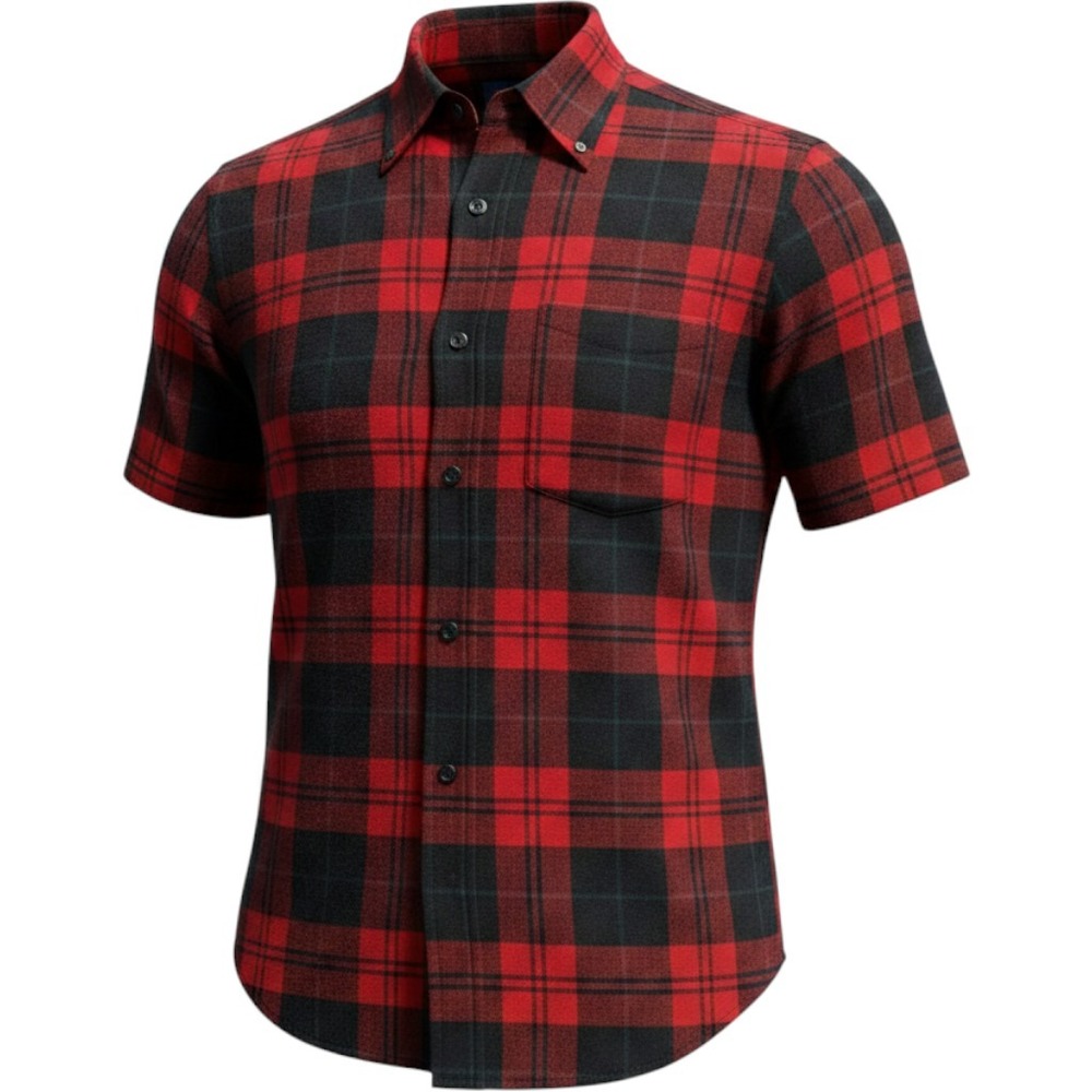 Vintage Pendleton Wool Shirt Mens Small Red Black Plaid Short Sleeve Button Down